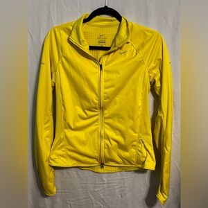 Nike Dri Fit Reflective Yellow Full Zip Jacket Womens Size Medium